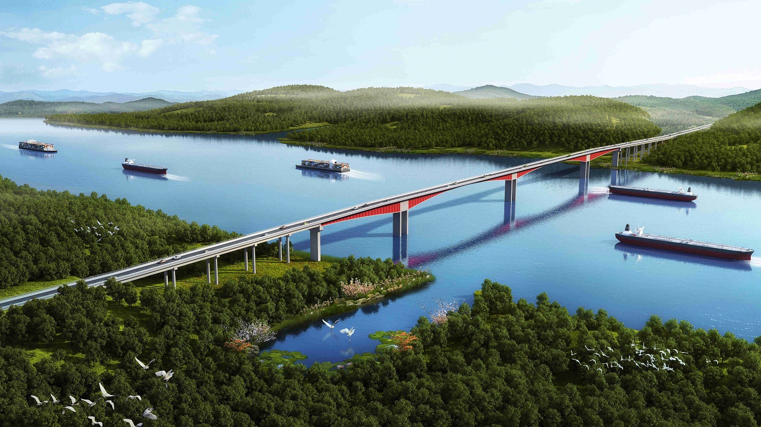 广西路建集团二公司承建的“世界最大跨径波形钢腹板组合连续刚构桥”飞龙大桥效果图.jpg